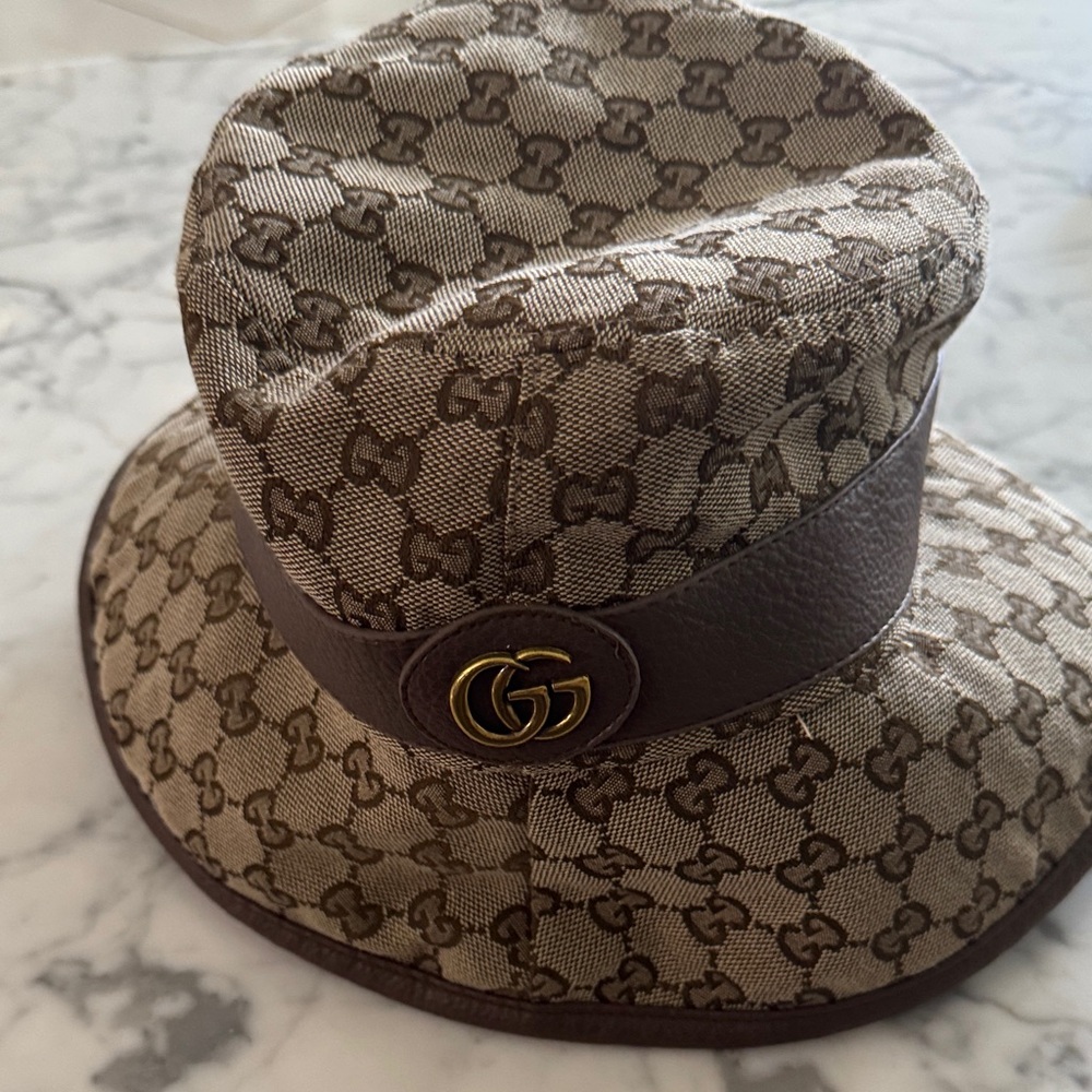 Gucci Beige and Brown Monogram Hat